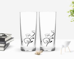 Kişiye Özel Renkli Baskılı İsimli Tasarımlı İkili Rakı Bardağı Seti-122