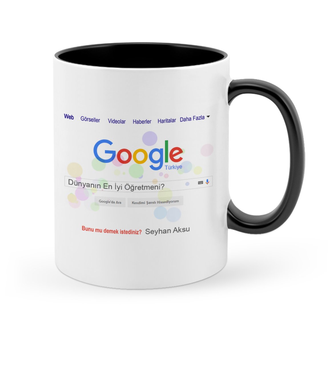 Kişiye Özel Google Dünyanın En İyi Öğretmeni Siyah Kupa Bardak