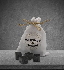 BK Gift Whiskey Stones Tasarımlı Özel Kesesinde 12’li Doğal Granit Viski Soğutma Taşı Seti - Model 3