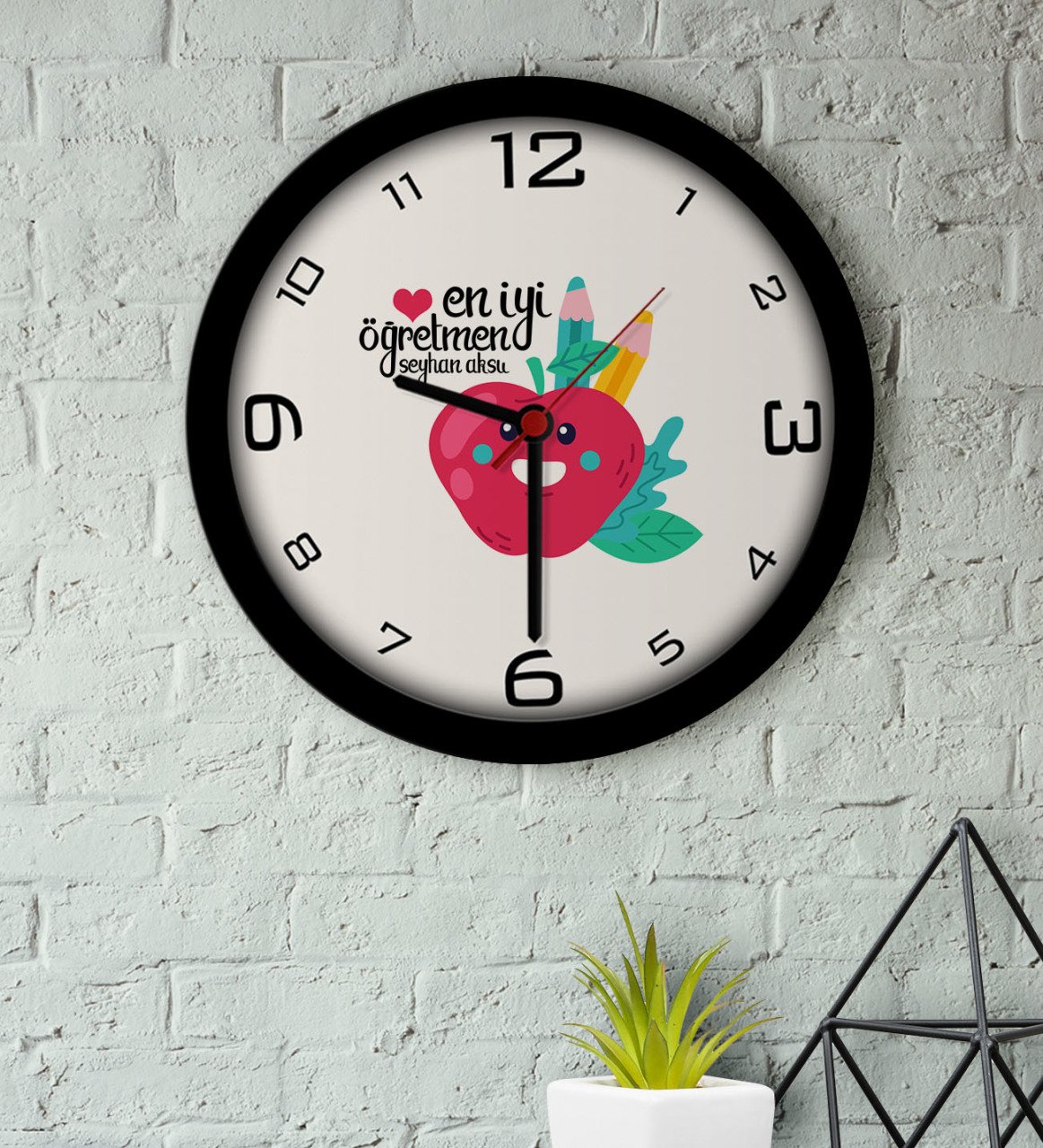 Kişiye Özel En İyi Öğretmen Ahşap Duvar Saati-11