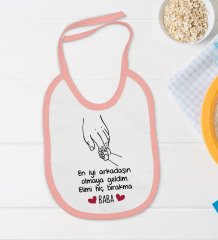 BK Kids Baba Tasarımlı Pembe Bebek Body Zıbın ve Mama Önlüğü Hediye Seti-1