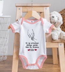 BK Kids Baba Tasarımlı Pembe Bebek Body Zıbın ve Mama Önlüğü Hediye Seti-1