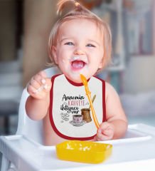 BK Kids Annemin Kahveye İhtiyacı Var Tasarımlı Kırmızı Bebek Mama Önlüğü-1