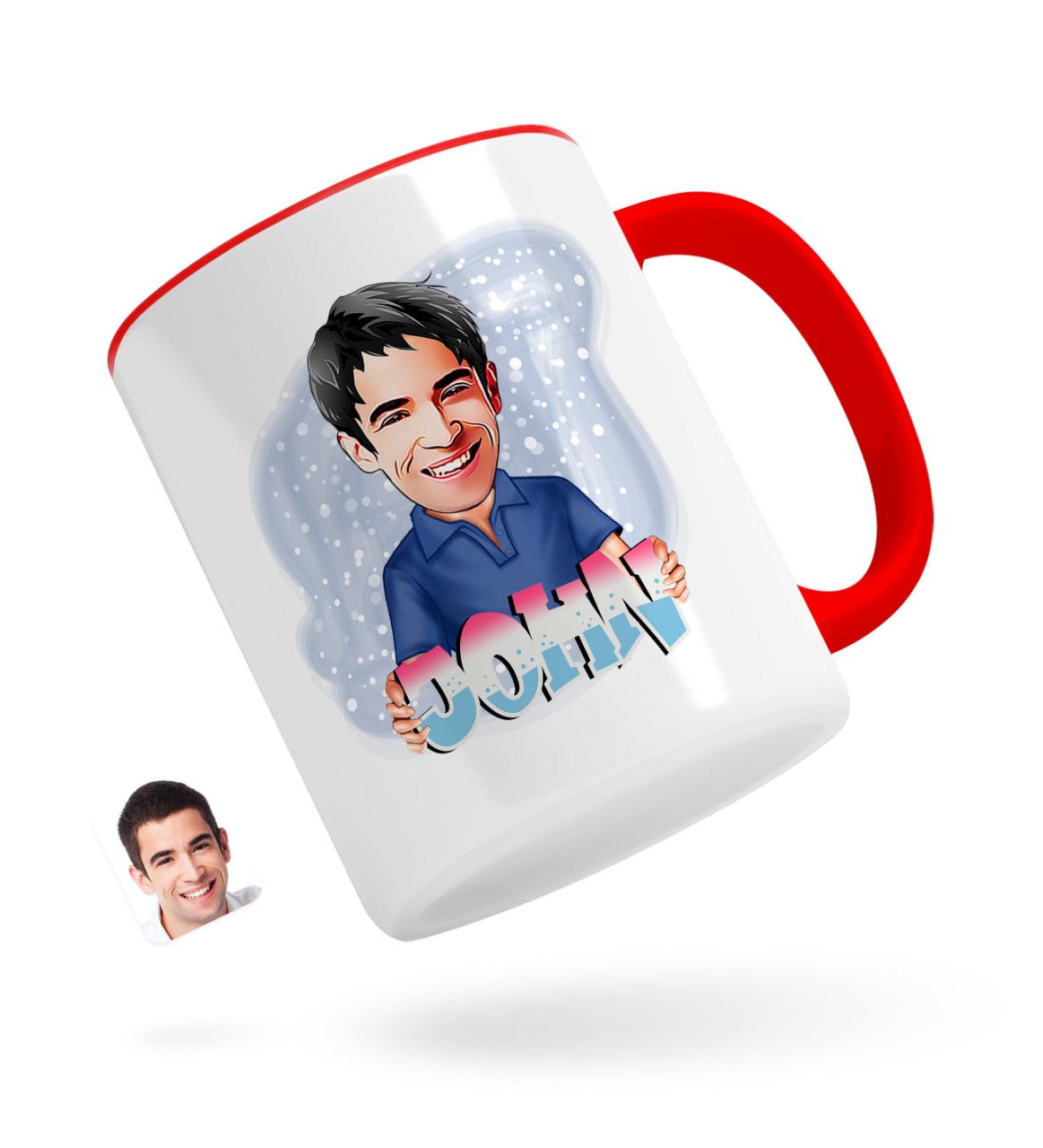 Kişiye Özel Erkek İsimli Karikatürlü Kırmızı Kupa Bardak