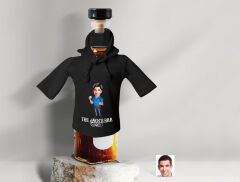BK Gift Kişiye Özel Karikatürlü Mini Siyah İçki Şişesi Tişörtü , Ev Bar Dekoru, Viski, Şarap, Votka, Rakı Şişesi Tişörtü, Ev Barı-11