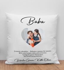BK Gift Kişiye Özel Fotoğraflı Babalar Günü Tasarımlı Beyaz Kırlent Yastık-4, Babaya Hediye, Ev Dekorasyonu, Babalar Günü Hediyesi