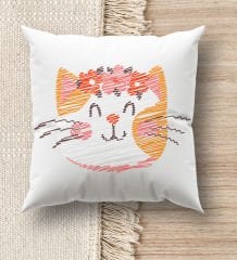 BK Gift Modern Art Tasarımlı Beyaz Kırlent Yastık, Ev Hediyesi, Ev Dekorasyonu, Dekoratif Hediye-13
