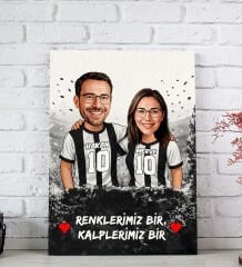 BK Gift Kişiye Özel İsimli Siyah-Beyaz Sevgili Karikatürlü Kanvas Tablo-1, Ev Hediyesi, Doğum Günü Hediyesi, Taraftar Hediyesi