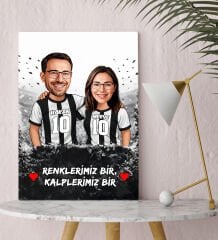 BK Gift Kişiye Özel İsimli Siyah-Beyaz Sevgili Karikatürlü Kanvas Tablo-1, Ev Hediyesi, Doğum Günü Hediyesi, Taraftar Hediyesi