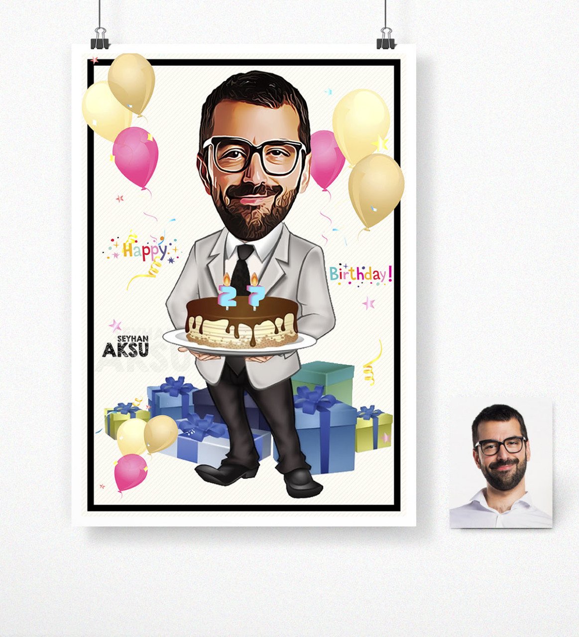 Kişiye Özel Doğum Günü Karikatür Afiş Poster (50 x 70 cm.) 16
