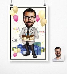 Kişiye Özel Doğum Günü Karikatür Afiş Poster (50 x 70 cm.) 16