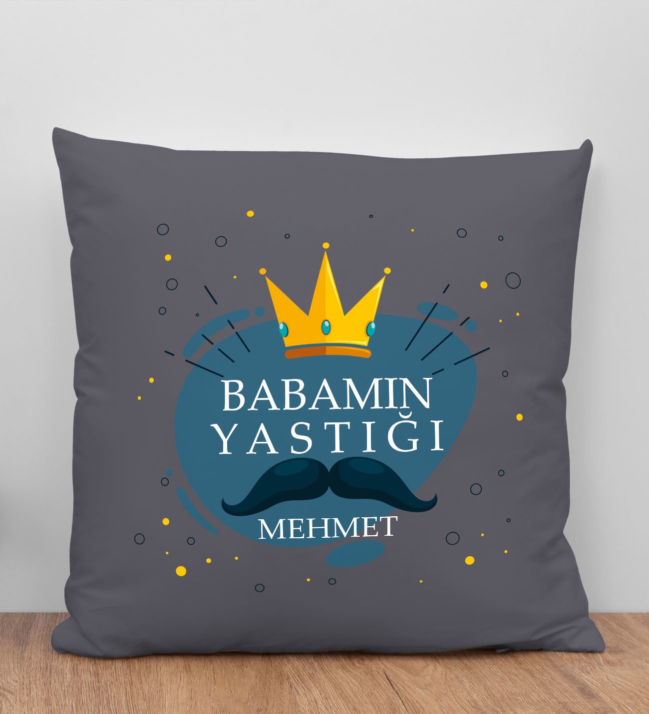BK Gift Kişiye Özel İsimli Babalar Günü Tasarımlı Gri Kırlent Yastık-2, Babaya Hediye, Ev Dekorasyonu, Babalar Günü Hediyesi