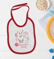 BK Kids Annesinin Çiçeği Tasarımlı Kırmızı Bebek Mama Önlüğü-1