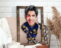 BK Gift Kişiye Özel Hokey Oyuncusu Karikatürlü 3D Ahşap Tablo, Sevgiliye Hediye, Arkadaşa Hediye, Yıl Dönümü Hediyesi, Doğum Günü Hediyesi-2