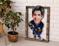 BK Gift Kişiye Özel Hokey Oyuncusu Karikatürlü 3D Ahşap Tablo, Sevgiliye Hediye, Arkadaşa Hediye, Yıl Dönümü Hediyesi, Doğum Günü Hediyesi-2