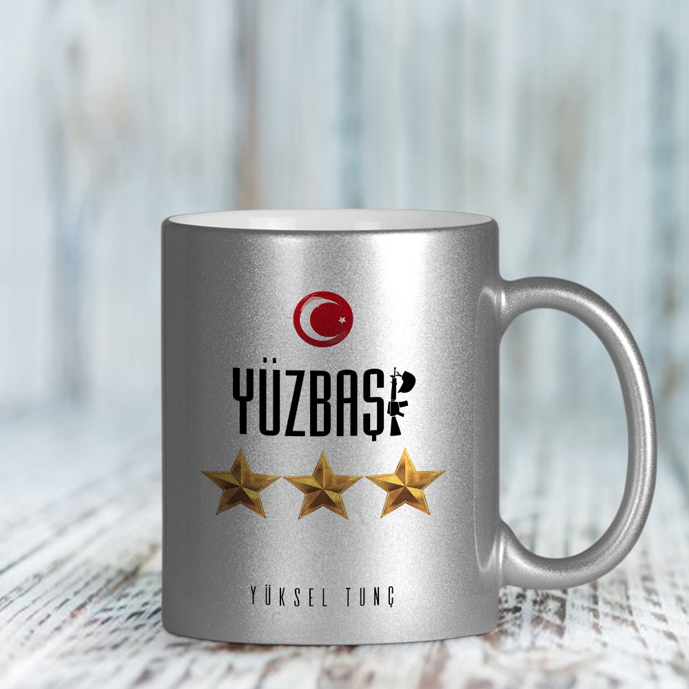 Kişiye Özel Mesleki Yüzbaşı Gümüş Yaldızlı Kupa Bardak