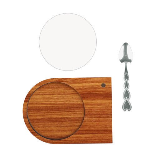 Metalli Kaşıklı Ahşap Kupa Altlığı - Parlak Kahverengi