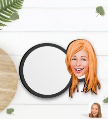 Kişiye Özel Kadın Yüz Karikatürlü Ahşap Bardak Altlığı-1