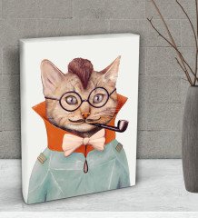 BK Gift Eclectic Cat Tasarımlı Dekoratif Mini Kanvas Tablo 15x20cm-1