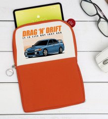 BK Gift Drag N Drift Tasarımlı Taşınabilir Koruyucu Tablet Kılıfı & Organizer Çanta - Turuncu-1