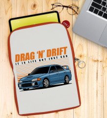 BK Gift Drag N Drift Tasarımlı Taşınabilir Koruyucu Tablet Kılıfı & Organizer Çanta - Turuncu-1