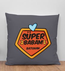 BK Gift Kişiye Özel İsimli Babalar Günü Tasarımlı Gri Kırlent Yastık-7, Babaya Hediye, Ev Dekorasyonu, Babalar Günü Hediyesi
