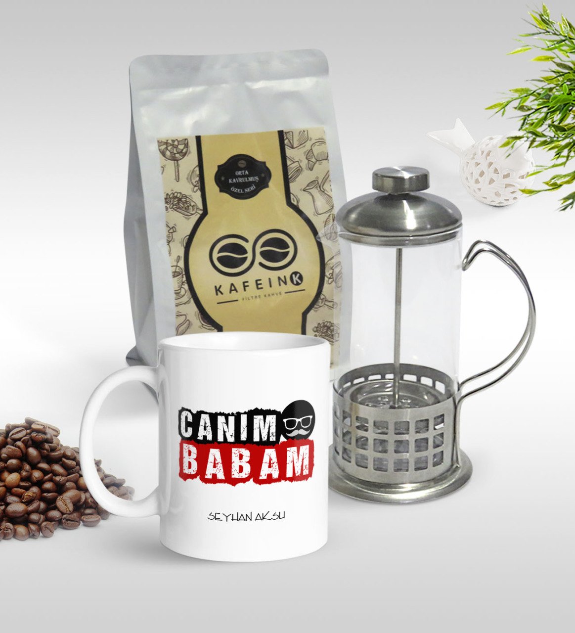 Kişiye Özel Canım Babam Tasarımlı Kupa & French Press & 250gr Filtre Kahve Hediye Seti-6