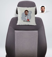 Kişiye Özel İsimli Erkek Acil Tıp Teknisyeni Karikatürlü Kare Araç Koltuk Yastığı-1