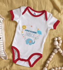 BK Kids Amıcasının Erkeğe Tasarımlı Kırmızı Bebek Body Zıbın-1