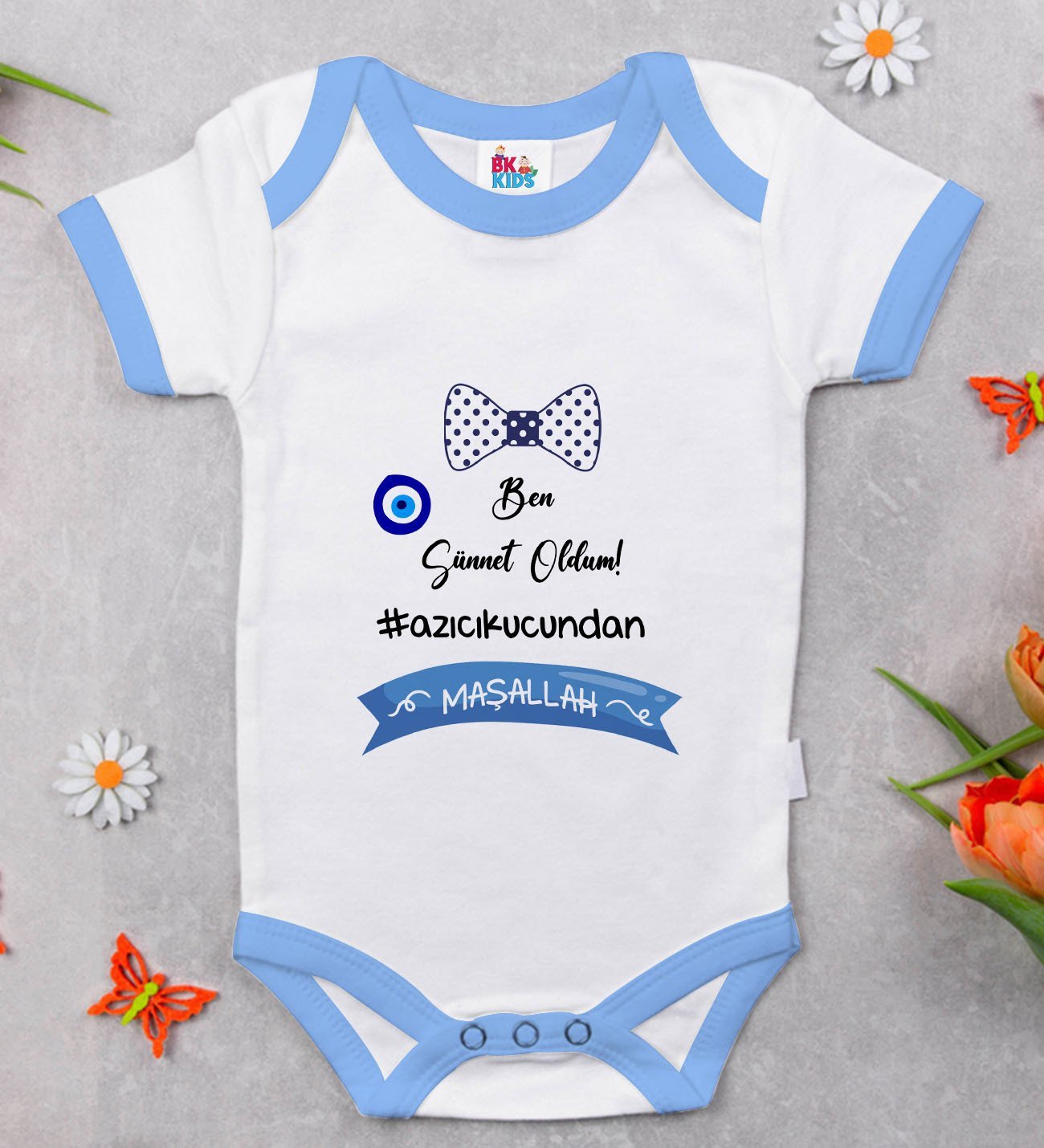 BK Kids Sünnet Tasarımlı Mavi Bebek Body Zıbın-2