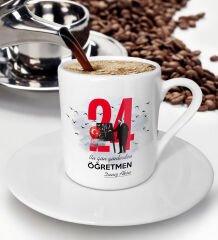 BK Gift Kişiye Özel Öğretmenler Günü Tasarımlı Türk Kahvesi Fincanı - 3 , Öğretmene Hediye, Öğretmenler Günü