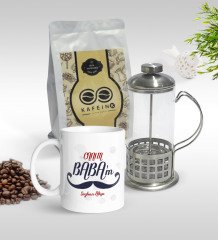 Kişiye Özel Canım Babam Tasarımlı Kupa & French Press & 250gr Filtre Kahve Hediye Seti-8