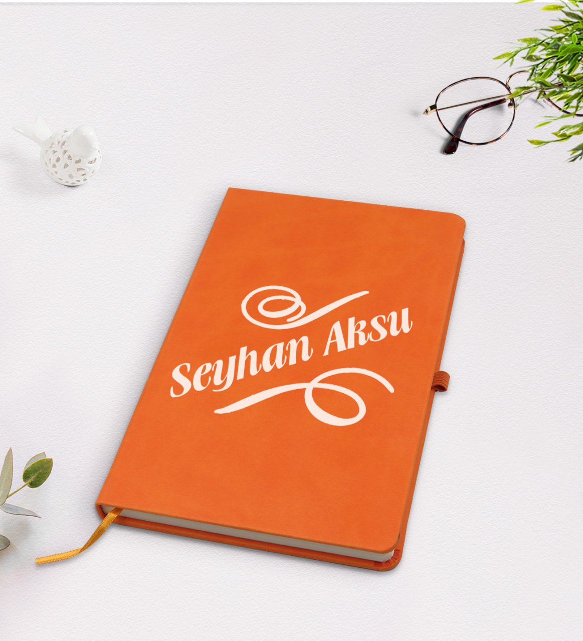 Kişiye Özel İsimli Turuncu Termo Deri Defter Model 5