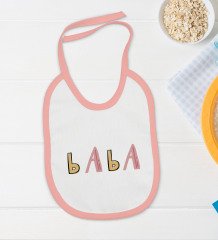 BK Kids Baba Tasarımlı Pembe Bebek Body Zıbın ve Mama Önlüğü Hediye Seti-1