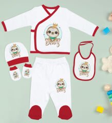 BK Kids Kişiye Özel 10 Parça Kırmızı Hastane Çıkışı Battaniye ve Yastık Hediye Seti, Yeni Doğan Bebek Giyim Hediyesi-24