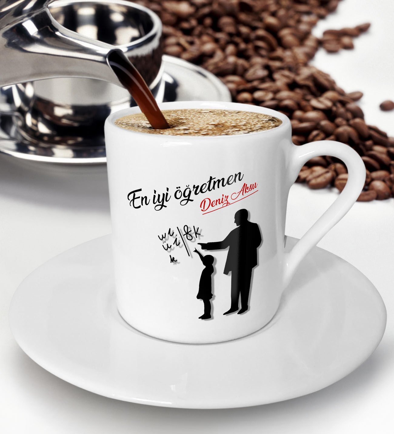 BK Gift Kişiye Özel Öğretmenler Günü Tasarımlı Türk Kahvesi Fincanı - 5, Öğretmene Hediye, Öğretmenler Günü