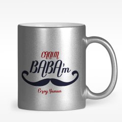 Kişiye Özel Canım Babam Tasarımlı Gümüş Yaldızlı Kupa Bardak - 10