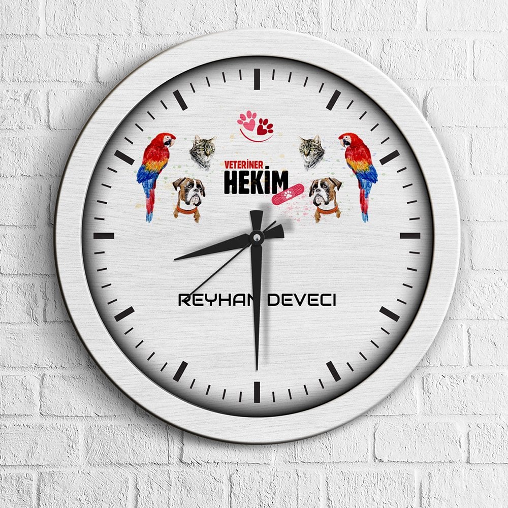 Kişiye Özel Mesleki Veteriner Hekim Ahşap Duvar Saati - 4