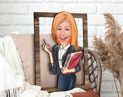 BK Gift Kişiye Özel Kadın Asistan Karikatürlü 3D Ahşap Tablo, Sevgiliye Hediye, Arkadaşa Hediye, Yıl Dönümü Hediyesi, Doğum Günü Hediyesi-1