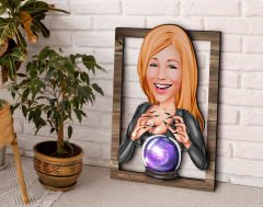 BK Gift Kişiye Özel Kadın Astrolog Karikatürlü 3D Ahşap Tablo, Sevgiliye Hediye, Arkadaşa Hediye, Yıl Dönümü Hediyesi, Doğum Günü Hediyesi-1