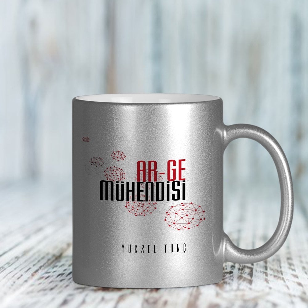 Kişiye Özel Mesleki Ar-Ge Mühendisi Gümüş Yaldızlı Kupa Bardak - 1