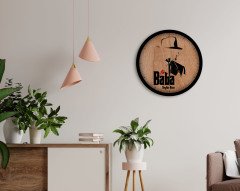 Kişiye Özel Godfather Baba Tasarımlı 45cm Ahşap Duvar Saati-16