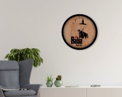 Kişiye Özel Godfather Baba Tasarımlı 45cm Ahşap Duvar Saati-16