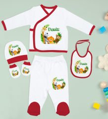 BK Kids Kişiye Özel 10 Parça Kırmızı Hastane Çıkışı Battaniye ve Yastık Hediye Seti, Yeni Doğan Bebek Giyim Hediyesi-27