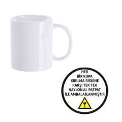 Sublimasyon Kutusuz 1 Koli Porselen Simli Beyaz Kupa (36 adet)