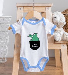 BK Kids Little Monster Tasarımlı Mavi Bebek Body Zıbın-1