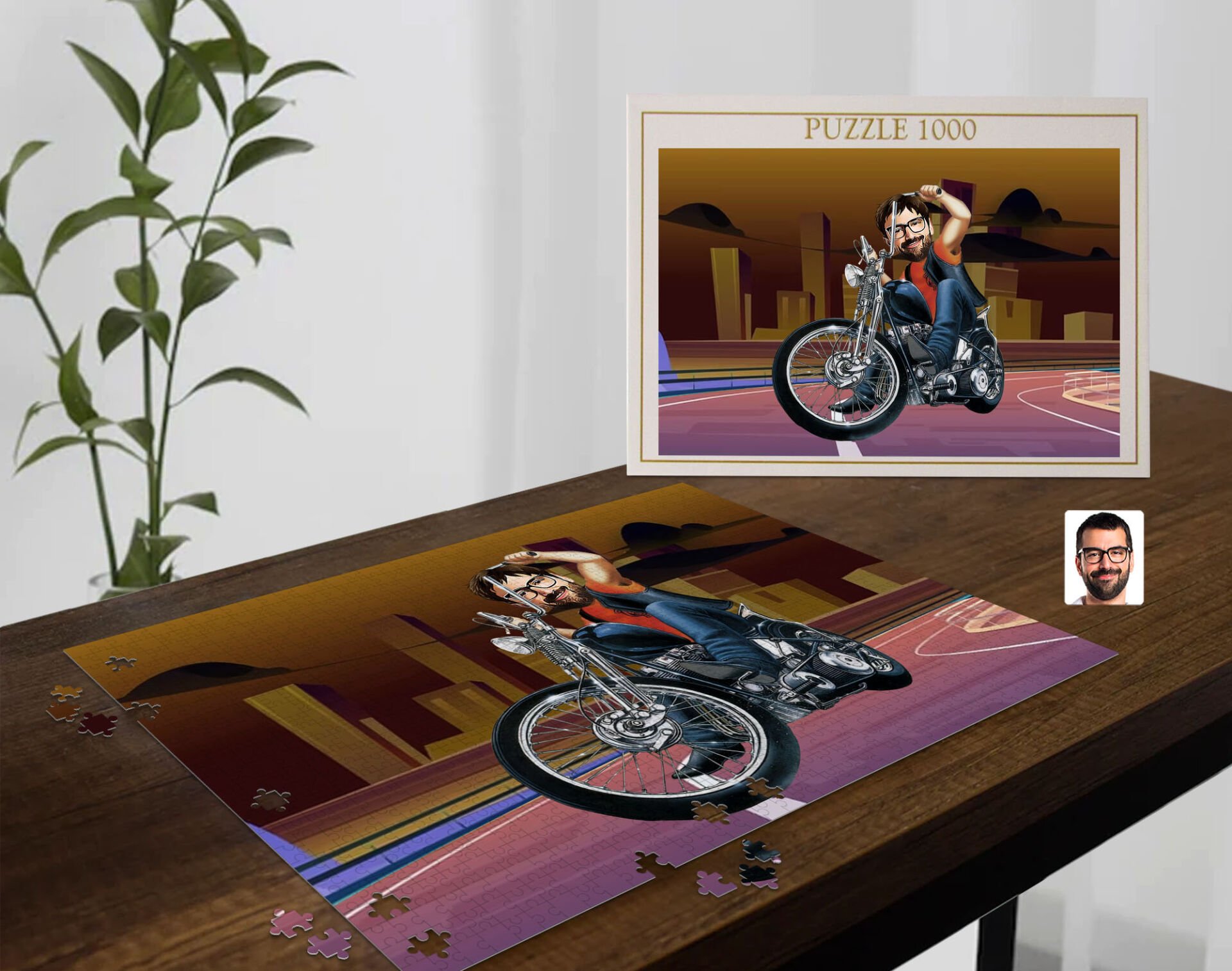 BK Gift Kişiye Özel Motorcu Tasarımlı 1000 Parça Profesyonel Puzzle-4, 1000 Puzzle, Arkadaşa Hediye