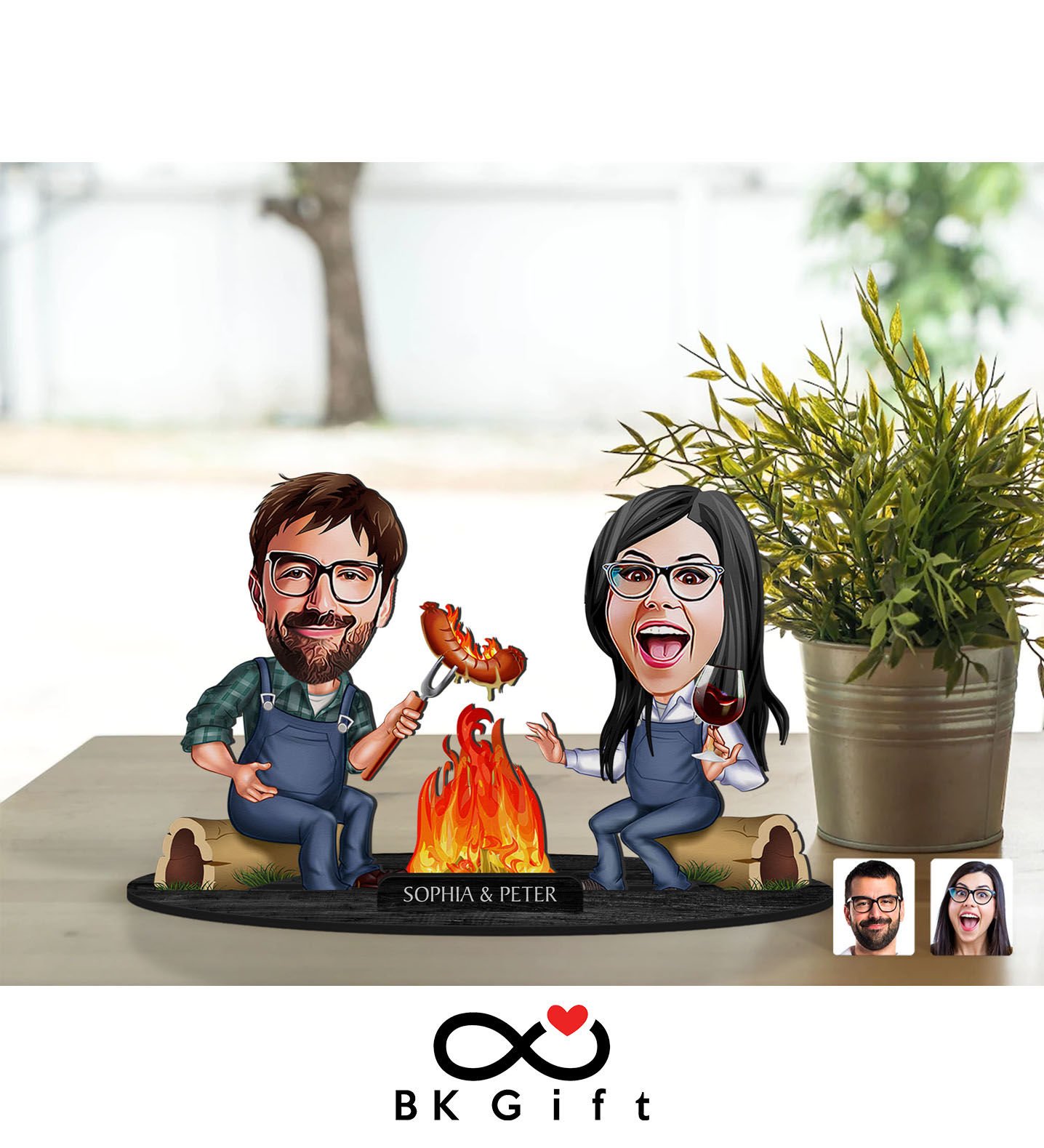 BK Gift Kişiye Özel Sevgililer Karikatürlü Ahşap Biblo, Sevgililer Günü Hediyesi, Doğum Günü Hediyesi, Yıl Dönümü Hediyesi-95