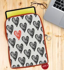 BK Gift Kalpler Tasarımlı Taşınabilir Koruyucu Tablet Kılıfı & Organizer Çanta - Turuncu-1