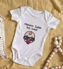 BK Kids Mekanın Sahibi Yeni Geldi Tasarımlı Bebek Body Zıbın - Model 1